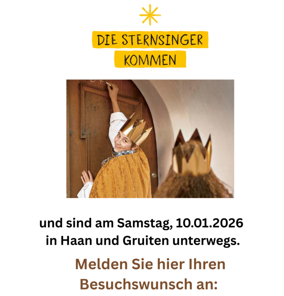 Sternsinger 2026 - Besuchswunsch anmelden