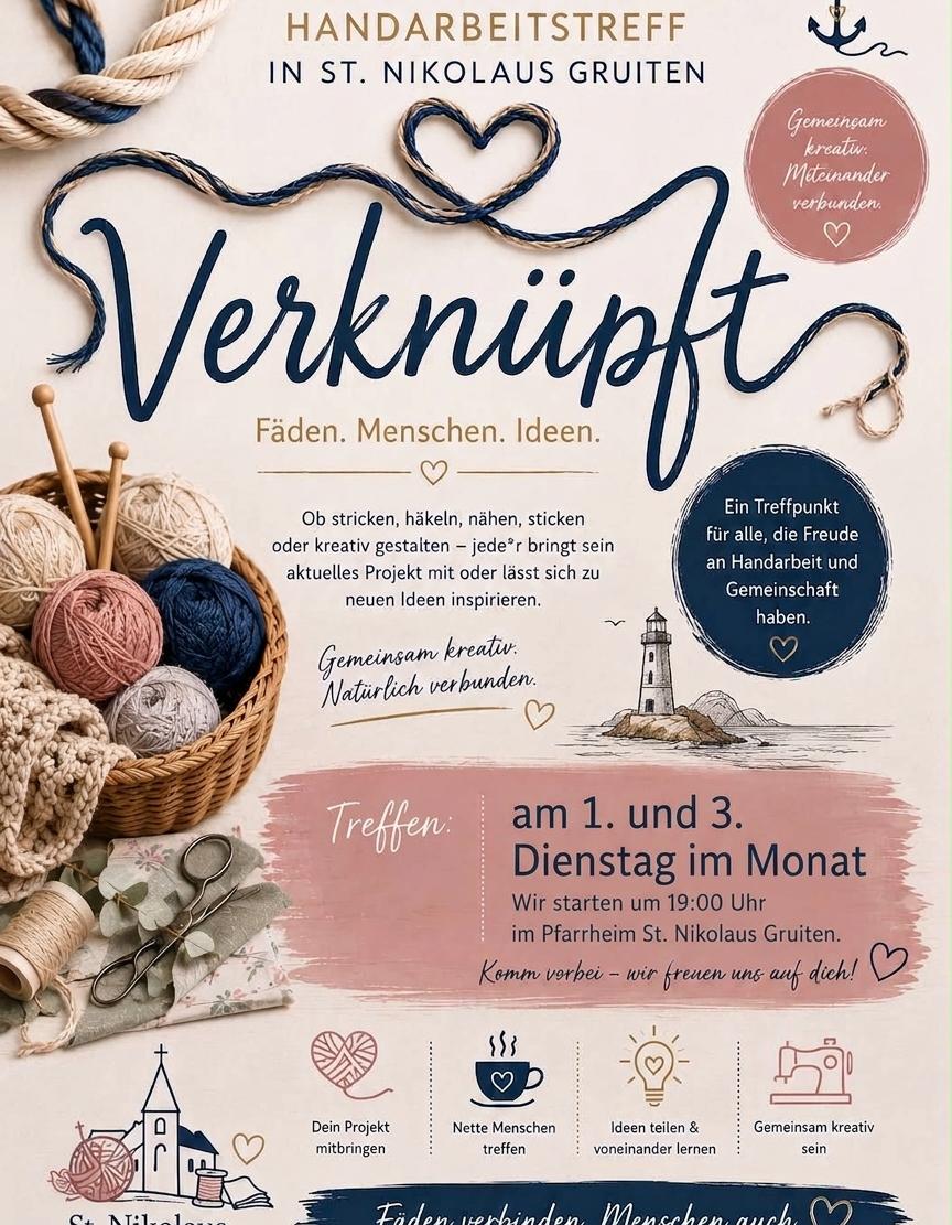 Verknüpft – der Handarbeitstreff in St. Nikolaus, Gruiten