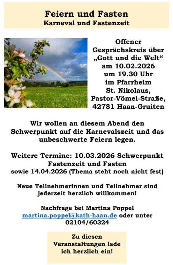 Offener Gesprächskreis zu Gott und die Welt (c) Martina Poppel Offener Gesprächskreis zu Gott und die Welt