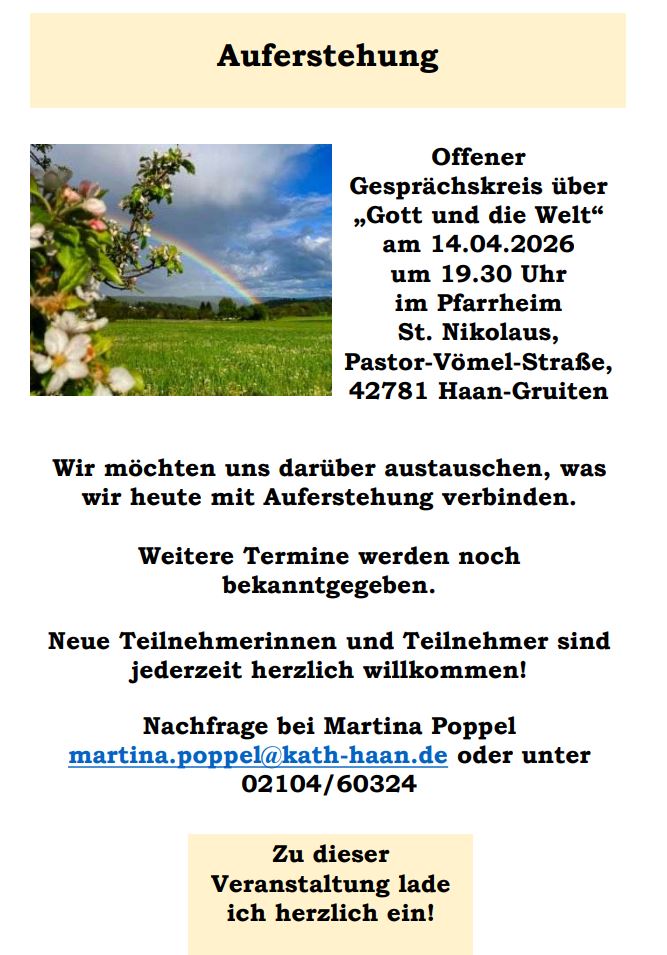 Offener Gesprächskreis zu Gott und die Welt (c) Martina Poppel Offener Gesprächskreis zu Gott und die Welt